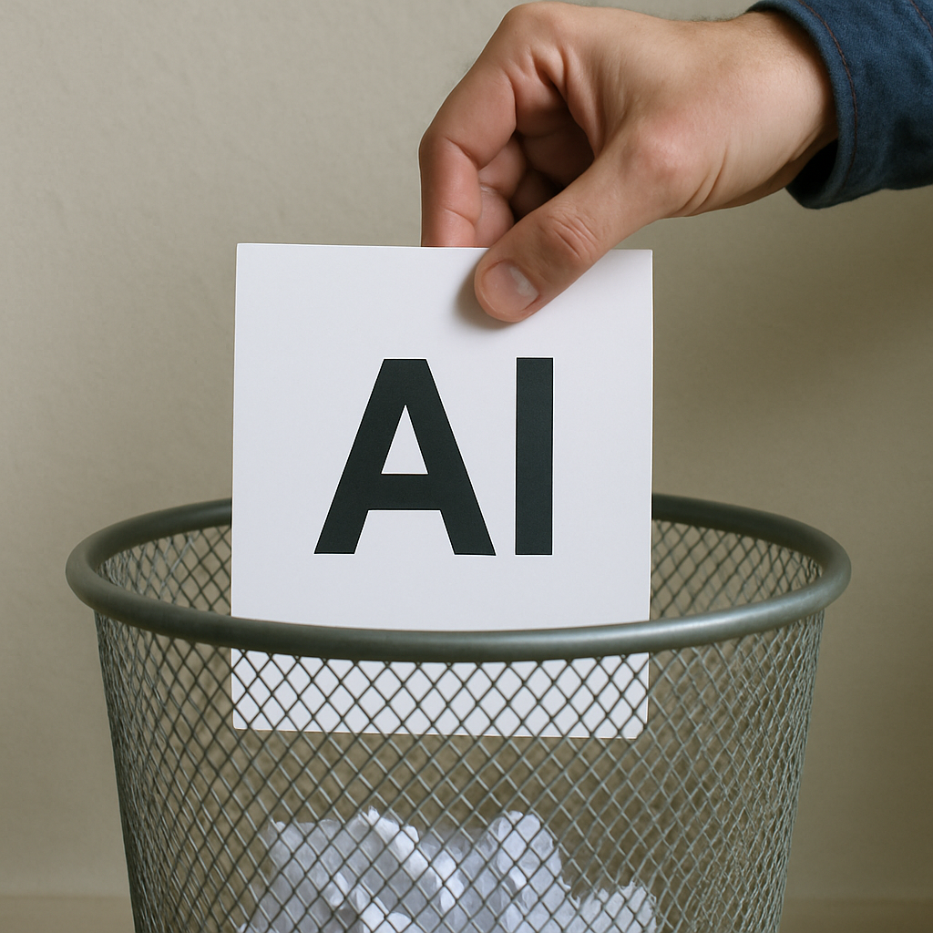 photographic Een afbeelding waarin AI verdwijnt in een prullebak