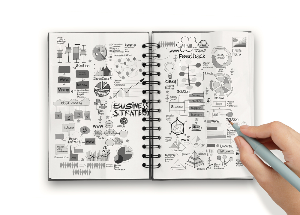 hand drawn book of success business and strategy as concept